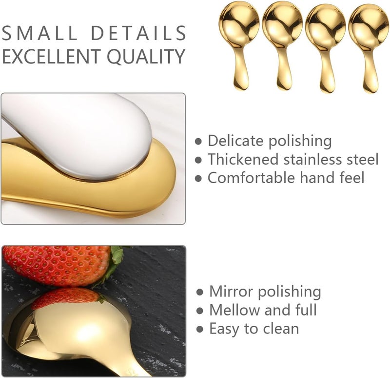 ICSTM Small Scoops for Canisters,4 Pcs Coffee Scoops,Short Handle Spoons for Salt Sugar Condiments Coffee Tea Dessert (Gold) - Image 4